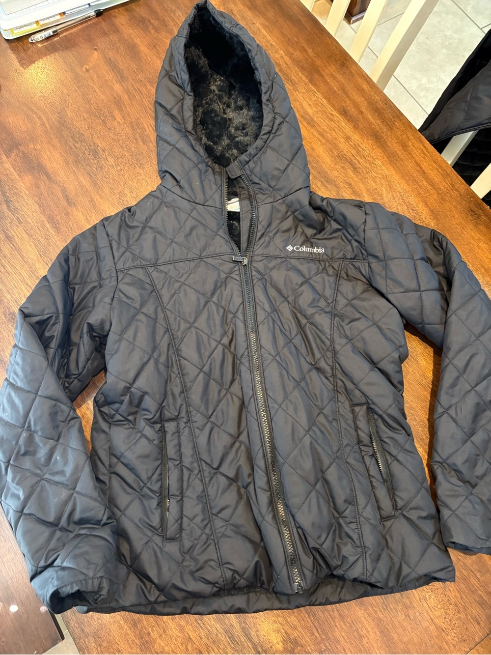 Columbia Black Quilted Hooded Puffer Jacket